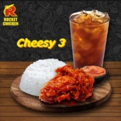 PAKET CHEESY 3 (Nasi, Paha Atas Ayam Saus Cheesy, dan Ice Tea)
