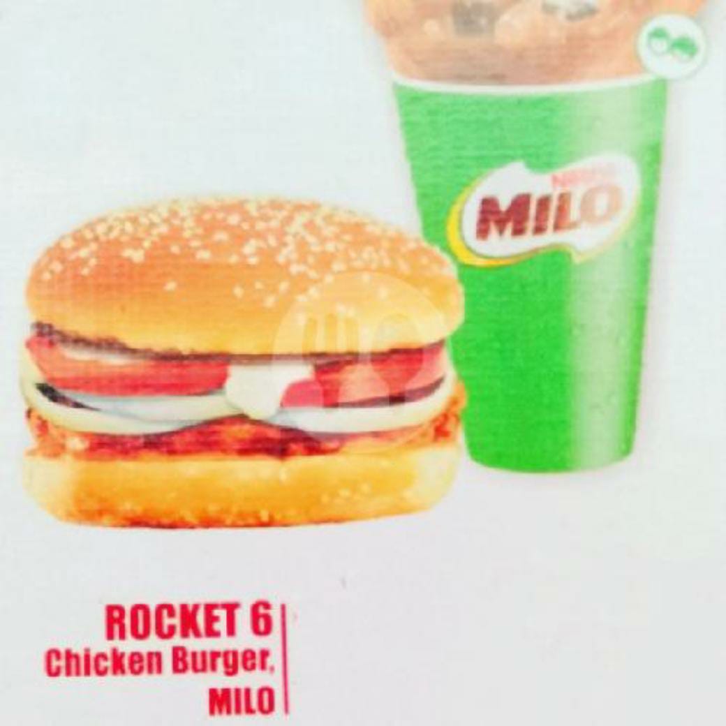 PAKET ROCKET 6 (Chicken Burger dan Milo Ice)