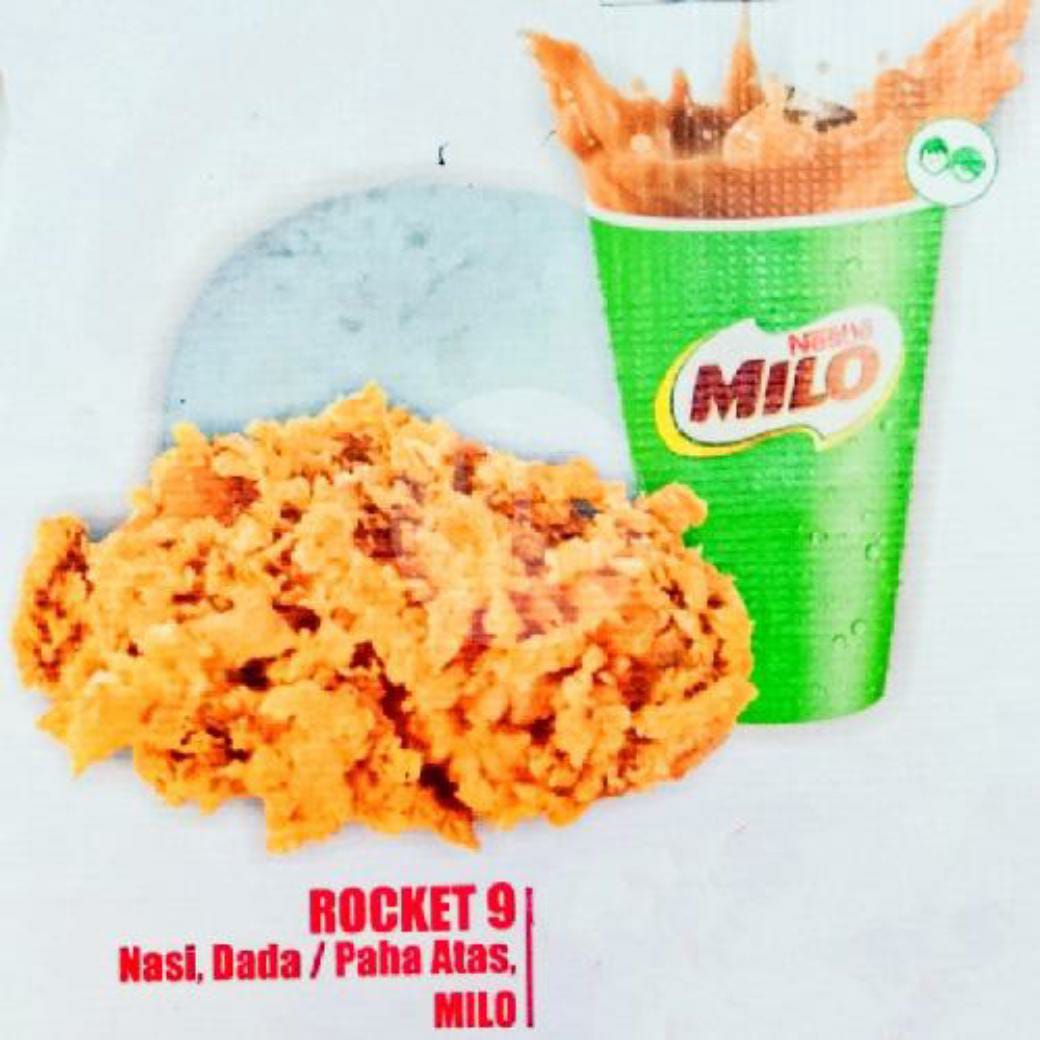 PAKET ROCKET 9 (Nasi, Paha Atas Ayam, dan Milo Ice)